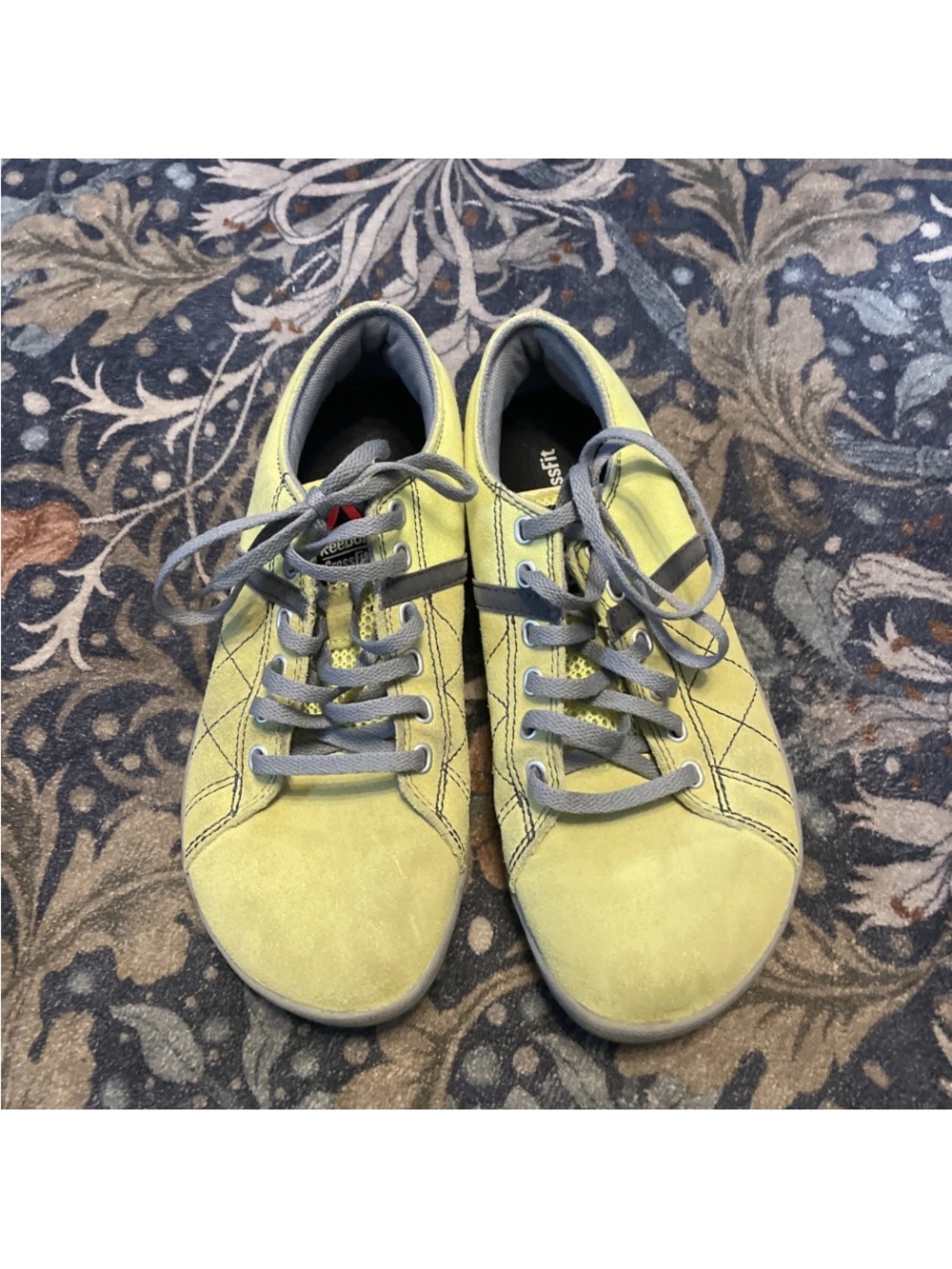Reebok Yellow Suede Sneakers with Gray Laces CrossFit